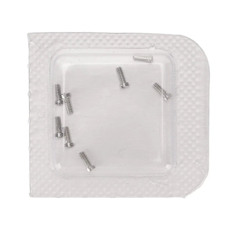 Micro Watch Repair Screws Stainless Steel Back Cover Hardware 8 Piece Set in clear packaging for easy access.