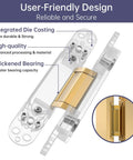 4 Pack 6 Inch Invisible Door Hinges For Concealed Doors Zinc Alloy 180 Degree Swing Adjustable 3 Way Butt Silent Door Hinge Gold Finish