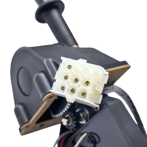 Close-up of the connector on Top Shelf JLG Boom Lift Drive Joystick Controller Replacement Part 1600141 for smooth handling.