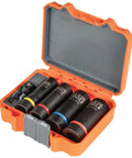 2 In 1 Impact Socket Set With One Half Inch Drive, 5 Piece Deep Twelve Point Sockets In Dual Sizes For Quick Swaps in case