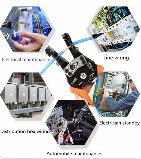 Durable Wire Stripper And Cutter Tool For 8 20 AWG Solid And 10 22 AWG Stranded Wire With Precision Stripping Holes in use