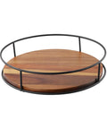 360 Degree Oak Wood Lazy Susan Turntable Organizer With Steel Ball Bearing for kitchen countertop storage.