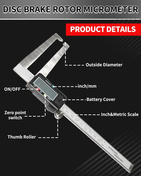 Shop Grade 9 Piece Brake Rotors Tool And Wheel Hub Cleaning Resurfacing Kit With Pneumatic Drill Packed With Micrometer thickness gauge.