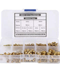 650 Pcs Solid Brass Eyelets Rivets Kit Featuring Hollow Metal Buttonhole Fasteners in clear storage case