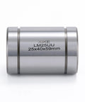 2 Pcs LM25UU Linear Bearing for 25x40x59mm shafts, chrome steel, side view, fits DIY projects, 3D printer, CNC machine, workbench