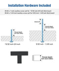Installation diagram for 2 Pack Black Cabinet Knobs 2 Inch Overall Length Single Hole Drawer Handles, detailed screw measurements.