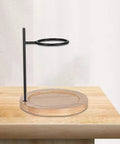 Premium Metal Pour Over Coffee Stand Portable Drip Rack with sturdy wood base, designed for easy brewing and secure mounting.