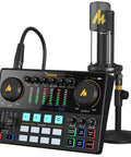 Pro Grade Podcast Gear Bundle With Audio Interface And XLR Condenser Microphone, Studio Controller With 48V Phantom Power