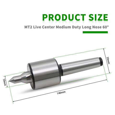 MT2 60 Degree CNC Revolving Live Center Pro Grade High Accuracy 0.0002 In For Lathe Wood And Metal Turning Tool dimensions