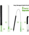 Flexible Cleaning Brush Set For Dryer Vents Fridge Coils HVAC Systems And Tight Spaces A Handy Pro Grade Multi Use Lint And Dust Remover With Crevice Brush And Detailing Tools For Deep Clean, 3 pack, 16.7-inch brushes