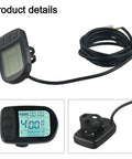 For KT Lcd 5 Ebike Display With Smart Voltage Detection For 24V 36V 48V Water Resistant Color Screen Shows Speed And Battery Life, black wired unit