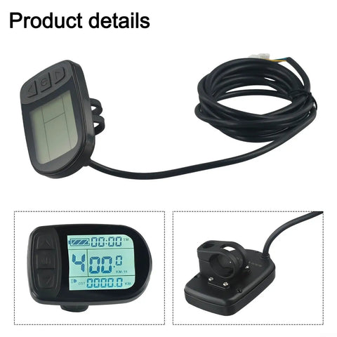 For KT Lcd 5 Ebike Display With Smart Voltage Detection For 24V 36V 48V Water Resistant Color Screen Shows Speed And Battery Life, black wired unit