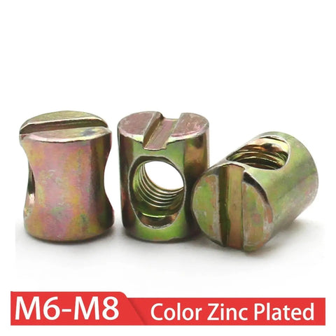 Rock Solid Cross Dowel Barrel Nut Hardware Built For DIY Woodworking M6 M8 Slotted And Hammer Embedded Fittings Zinc Plated