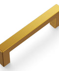 Solid Metal Core Ten Pack Kitchen Cabinet Pulls In Matte Black For Cabinets, Doors And Dresser Drawers, Heavy Duty Luxury Hardware With Five And One Sixteenth Inch Hole Center (128mm), Skylight Collection, Built To Last in gold finish