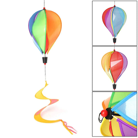 Rainbow Windsock Set Of 3 Hot Air Balloon Wind Spinners For Outdoor Garden And Yard Decor featuring multicolor panels