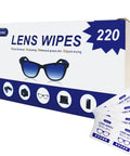 Pre Moistened Lens Wipes For Glasses And Screens 220 Individually Wrapped Eyewear Cleaners box and packets