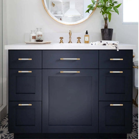 Top Tier Gold And Nickel Knurled Cabinet Handles Heavy Duty Kitchen Pulls No Sweat Install 3 Inch Centers 10 Pack on dark cabinetry.