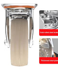 Four Pack Heavy Duty Eight Inch Swivel Castor Wheels With Dual Locking Brakes And Badass Reinforcements view, steel frame, thickened plates, nylon wheel.