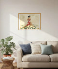 Wahine In Red Outrigger Canoe Vintage Hawaiian Airbrush Art Print From The 1930s Master Level Unframed 10x14 Wall Decor above couch