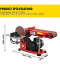 Heavy Duty 375W Bench Belt And Disc Sander Combo For Woodworking Projects with adjustable speed and durable construction, measuring 19.7 x 13.4 x 35.4 in.