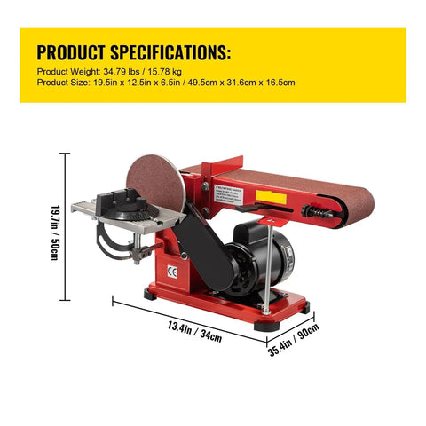 Badass 375W Desktop Belt And Disc Sander Combo Bench Grinding Unit Quick Adjust Polishing Machine, 19.5x12.5x6.5 inches, heavy-duty design.