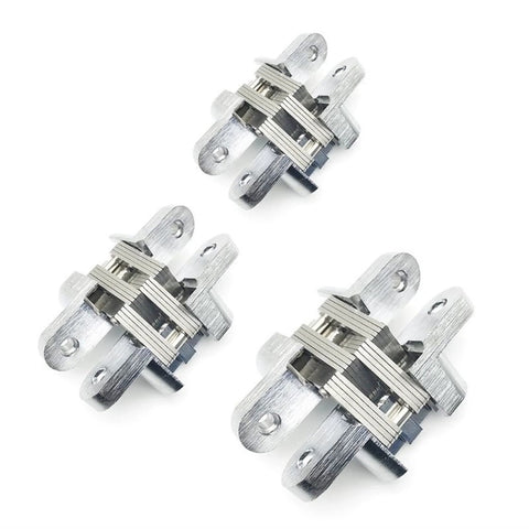 Stainless Steel Hidden Door Hinge Set, 2 Pieces, 180 Degree Concealed Folding Hinge for Cabinets, Gates, Cupboards, and Home Hardware