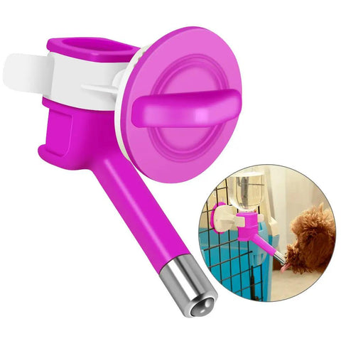 Hassle Free Dog Water Nozzle Featuring Rock Solid Stainless Steel Valve For Auto Feeders And Cage Bottles, pink design for easy attachment.