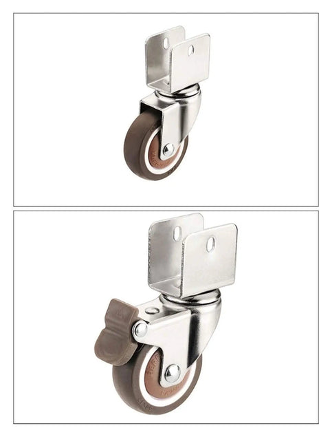 Heavy Duty Swivel Caster Wheels With Locking Brakes And U Bracket Mount Ultra Quiet TPE Rubber Treads for furniture.