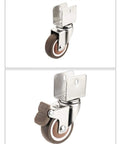 Heavy Duty Swivel Furniture Caster Wheels With Quiet Tpe Rubber Brakes And Reinforced U Style Steel Brackets in close-up view.