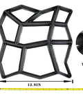Concrete Molds And Forms Stepping Stone Paver Set 4 Pack 13x13x1.4 Inch showing geometric design with measuring tape for size reference