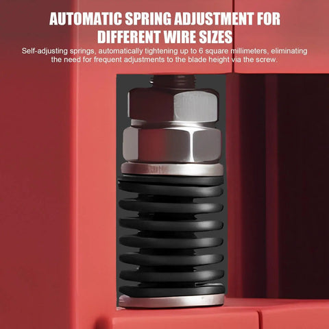 Close-up of the automatic spring adjustment mechanism of the Professional Manual Wire Stripping Machine With Hand Crank.