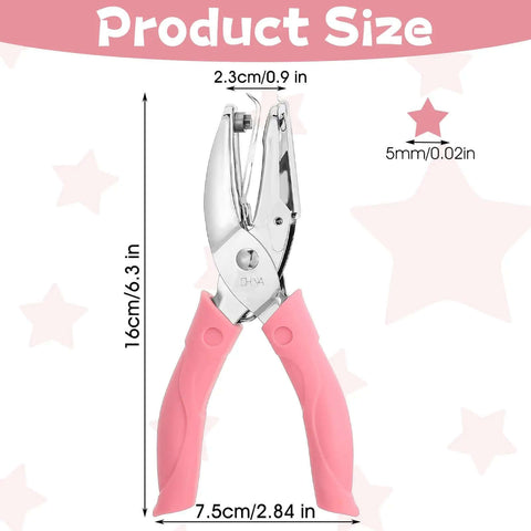 Pink Star Shaped Hole Puncher Five Millimeter With Rubber Grip Handle For Crafting Scrapbooking Labels Tickets And DIY Projects