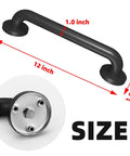 Industrial Metal Stairs Grab Bar Handrail For Indoor Outdoor Stairs And Wall Mount Matte Black 12 Inch Grip Rail Size Diagram