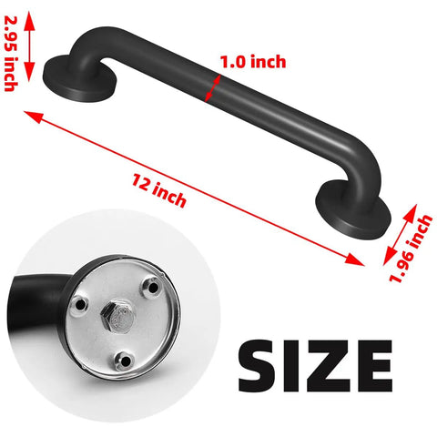 Industrial Metal Stairs Grab Bar Handrail For Indoor Outdoor Stairs And Wall Mount Matte Black 12 Inch Grip Rail Size Diagram