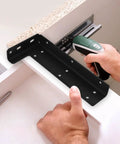 Heavy Duty Floating Shelf Brackets Set Of 2 Wall Mounted Invisible Iron Supports being installed on wood panel