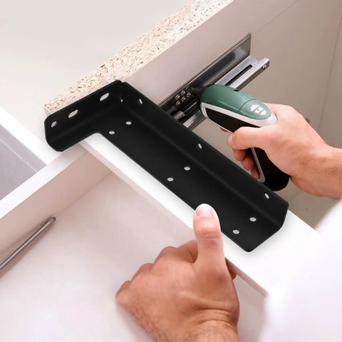 Heavy Duty Floating Shelf Brackets Set Of 2 Wall Mounted Invisible Iron Supports being installed on wood panel
