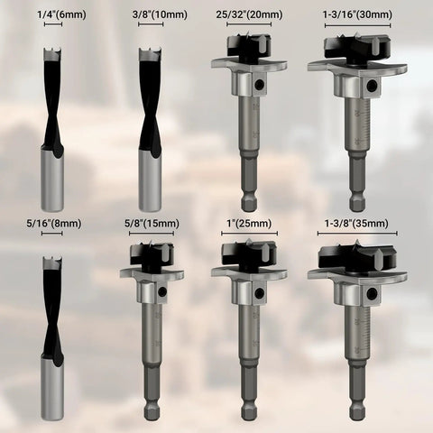 Professional Forstner Drill Bit Set Wicked Sharp Heat Treated Carbon Steel Boring Bits in various sizes for woodworking