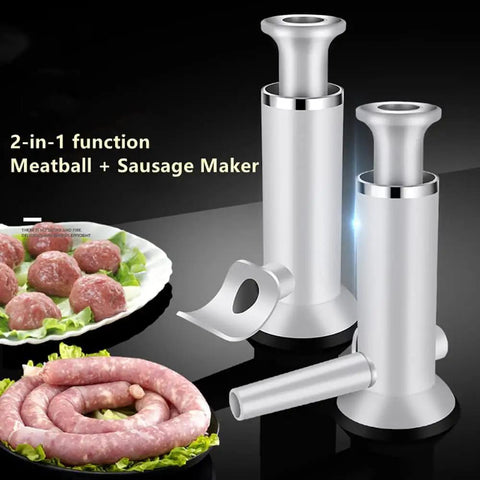 2 In 1 Vertical Sausage Stuffer And Meatball Maker Kit For Home And Small Business Use, Manual Sausage Press With Dual Tubes