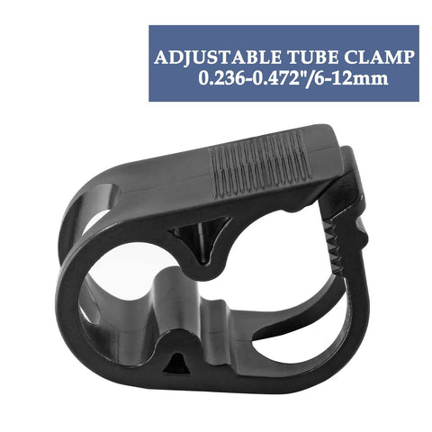 Six Pack Adjustable Plastic Tubing Clamps 0.236 To 0.472 Inch 6 To 12 mm, black nylon clamp for lab siphon tubing