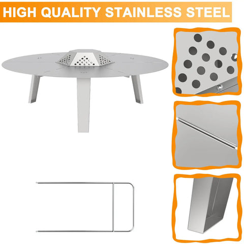 Heat Deflector For Yukon 27 Inch Fire Pit Portable 304 Stainless Steel Diffuser With Carry Handle Improves Heat Retention