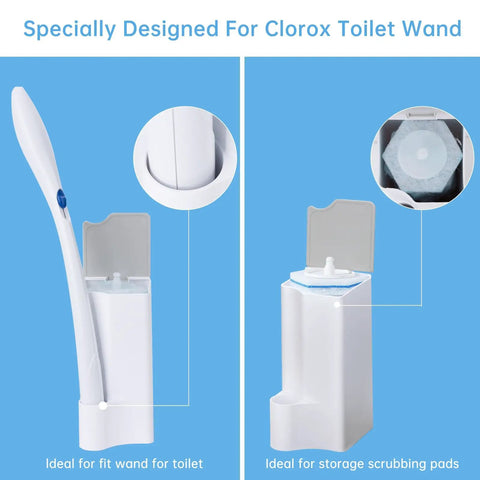 Toilet Wand Holder And Organizer Fits Clorox Toilet Wand And Disposable Scrubbing Pads Holds Wand And Pads White Gray