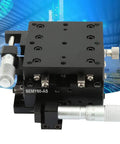 High Precision 60x60x40 Millimeter XY Linear Stage with cross roller rails, manual micrometer fine adjustment, aluminum body