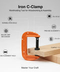 Heavy Duty Iron G Clamp With Massive 3 Inch Jaw, perfect for woodworking assembly and projects to hold materials securely.