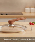 Heavy Duty Stainless Steel Replacement Pot Lid Handle With Realistic Wood Grain Finish And Secure Gasket Kit For Glass Lids That Keeps It Tight While You Cook, glass lid with screw
