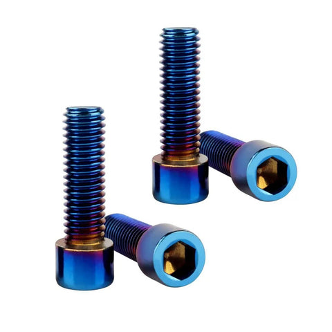 M8x20mm Allen Bolts Set Stainless Steel Hex Bolts in Burnt Blue Titanium Finish laying on white background