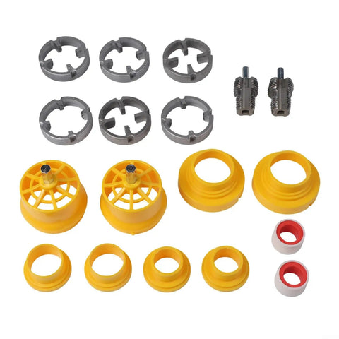 Heavy Duty Pvc Pipe Threader Kit With Electric Drill Opener For Double-Ended 4 And 6 Point Pipes, metal and plastic dies and cutting blocks.