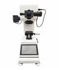 Real Deal Digital Vickers Hardness Tester Featuring Smooth Touchscreen Interface And Dead On Accuracy For Serious Micro Testing Tasks Built Tough For Tight Tolerances And Zero Hassle Calibration Ideal For Shop Floor Experts, front view with touchscreen.