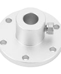 Heavy Duty Fabater Flange Shaft Coupling For 12mm Aluminum Motor Shafts With Hex Screws, showing silver aluminum finish and hex screw.