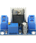 Close-up of Go-To Adjustable Voltage Regulator Power Supply Module from 4.2V-40V to 1.2V-37V, LM317 chip visible