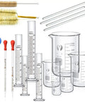 Must Have Pro Lab Glassware Kit With Thick Glass Beakers And Graduated Cylinders Pipettes Stirring Rods And Brushes